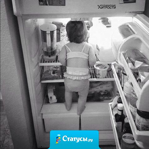 Днём перед зеркалом: – Мне надо срочно похудеть! Ночью перед холодильником: – Пусть любит меня такой, какая я есть!